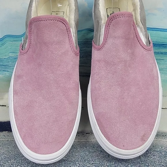 Vans Suede Shearling Slip On Pink Grey Water Repellent  Womens 10 Mens 8.5