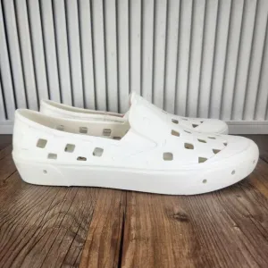 VANS UA Slip-On TRK Mens Sz 12 Cream White Rubber Casual Low Water Shoes NEW