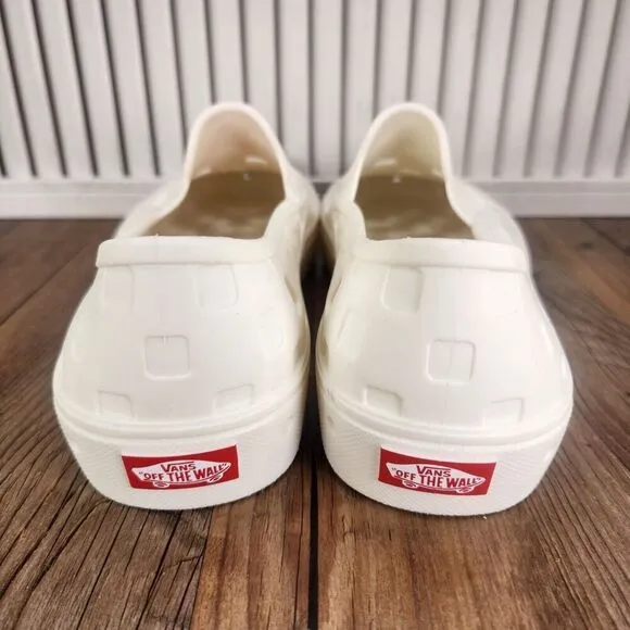 VANS UA Slip-On TRK Mens Sz 12 Cream White Rubber Casual Low Water Shoes NEW