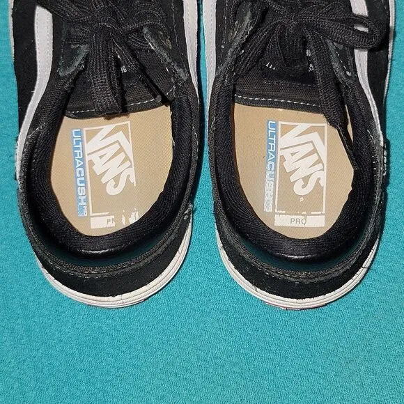 Vans Ultracush Pro Low Black Suede Sneaker Skater Mens Shoes Sz 7 ~ Free Sticker