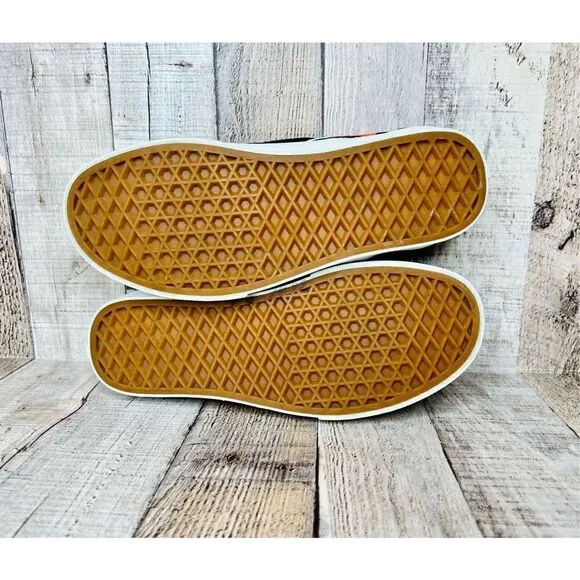 Vans Unisex Slip Ons Logo Flame Multi Skate Black Shoes sz M5.5/W7