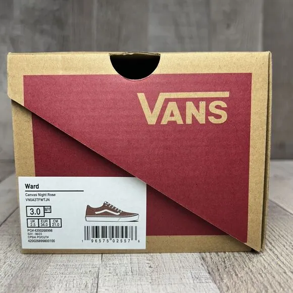 Vans Ward Little Kids' Girls Sneaker Skate Shoes Canvas Night Rose Pink Size 3