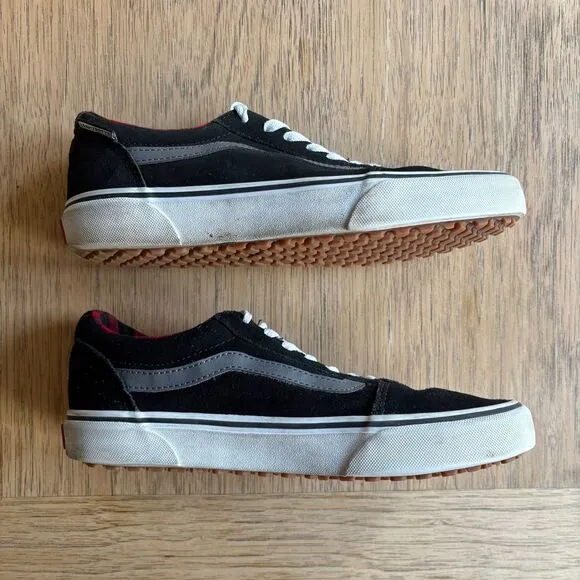 VANS Ward Low-Top Skate Sneakers Black Suede Buffalo Plaid-Lined US Men's SIZE 7