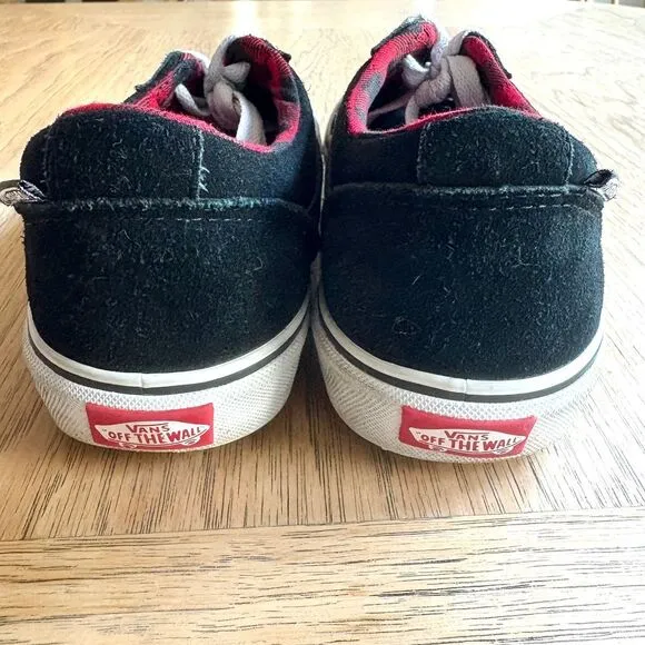 VANS Ward Low-Top Skate Sneakers Black Suede Buffalo Plaid-Lined US Men's SIZE 7