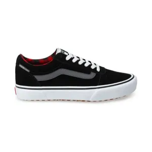 VANS Ward Low-Top Skate Sneakers Black Suede Buffalo Plaid-Lined US Men's SIZE 7