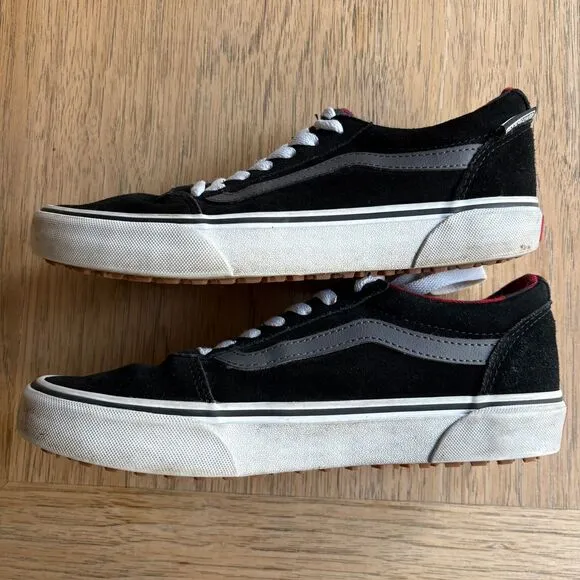 VANS Ward Low-Top Skate Sneakers Black Suede Buffalo Plaid-Lined US Men's SIZE 7