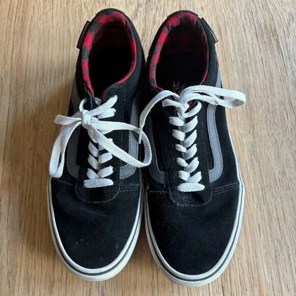 VANS Ward Low-Top Skate Sneakers Black Suede Buffalo Plaid-Lined US Men's SIZE 7