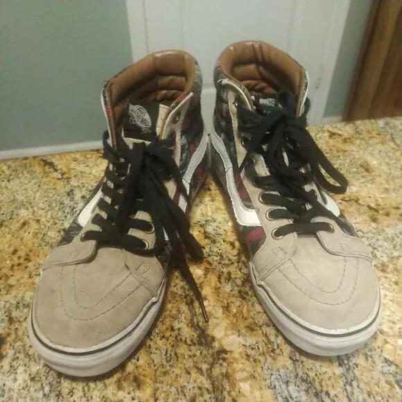 Vans Women’s 9/Mens 7.5 Shoes Aztec Woven &amp; Leather Hi-Tops Skater Sk-8 Hi