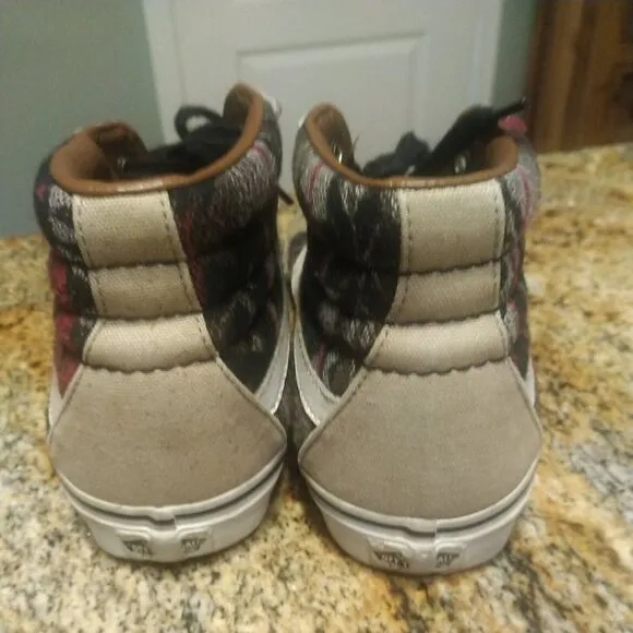 Vans Women’s 9/Mens 7.5 Shoes Aztec Woven &amp; Leather Hi-Tops Skater Sk-8 Hi