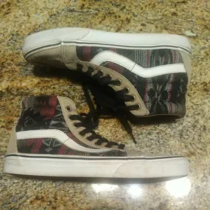 Vans Women’s 9/Mens 7.5 Shoes Aztec Woven &amp; Leather Hi-Tops Skater Sk-8 Hi