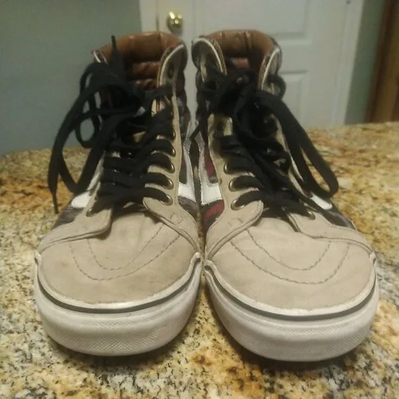 Vans Women’s 9/Mens 7.5 Shoes Aztec Woven &amp; Leather Hi-Tops Skater Sk-8 Hi