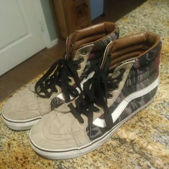 Vans Women’s 9/Mens 7.5 Shoes Aztec Woven &amp; Leather Hi-Tops Skater Sk-8 Hi