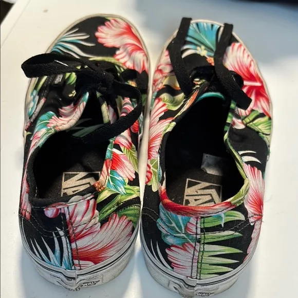 Vans Women's Floral Canvas Sneakers - Black and Multicolor