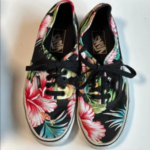 Vans Women's Floral Canvas Sneakers - Black and Multicolor