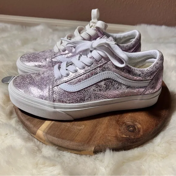 Vans Women's Metallic Lilac Lace Sneakers Size 7