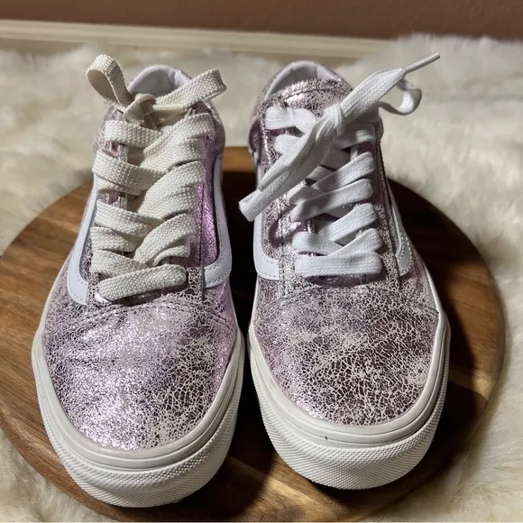 Vans Women's Metallic Lilac Lace Sneakers Size 7