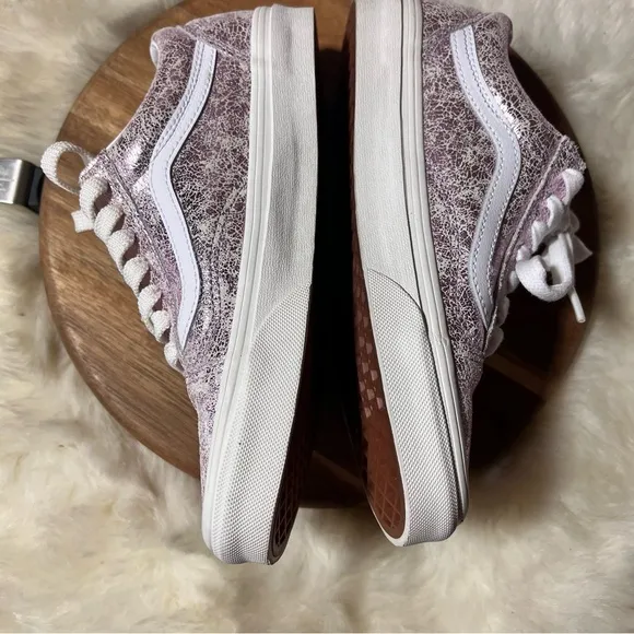 Vans Women's Metallic Lilac Lace Sneakers Size 7
