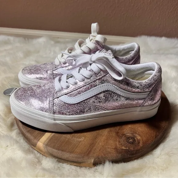 Vans Women's Metallic Lilac Lace Sneakers Size 7