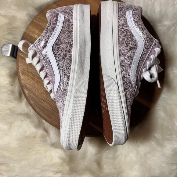 Vans Women's Metallic Lilac Lace Sneakers Size 7