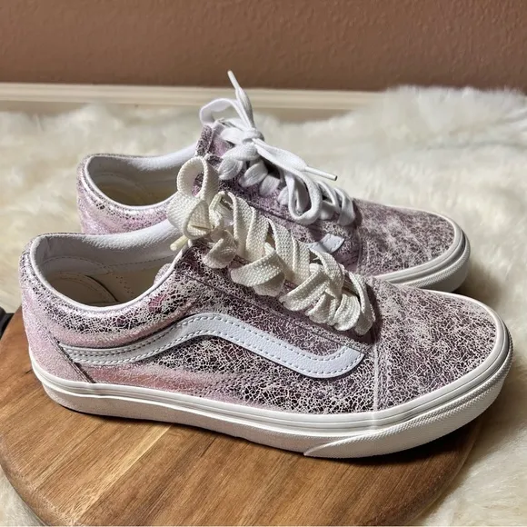 Vans Women's Metallic Lilac Lace Sneakers Size 7