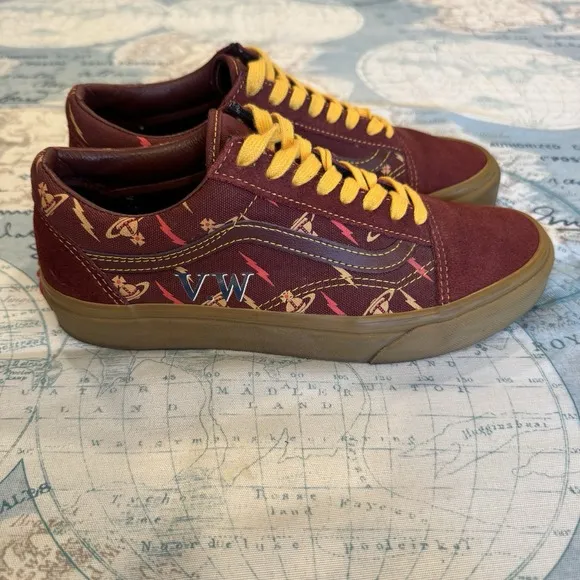 Vans x Vivienne Westwood Anglomania Low Maroon Sneakers Shows M7 W8.5 Y2K Retro