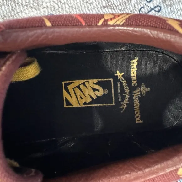 Vans x Vivienne Westwood Anglomania Low Maroon Sneakers Shows M7 W8.5 Y2K Retro