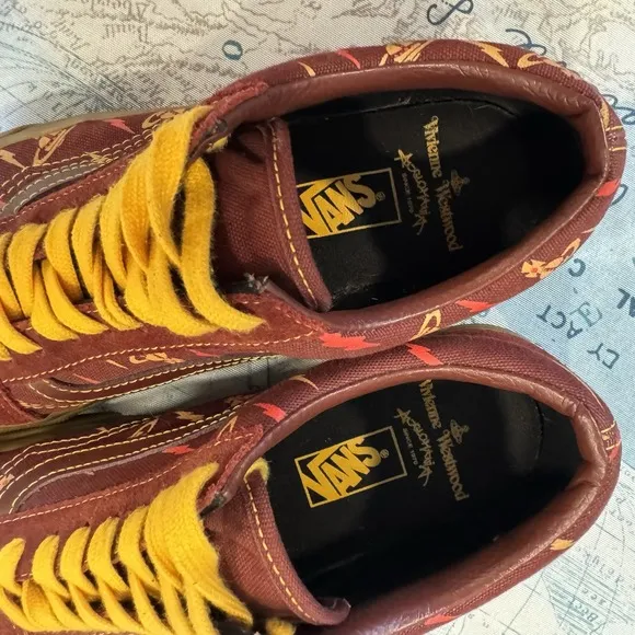 Vans x Vivienne Westwood Anglomania Low Maroon Sneakers Shows M7 W8.5 Y2K Retro