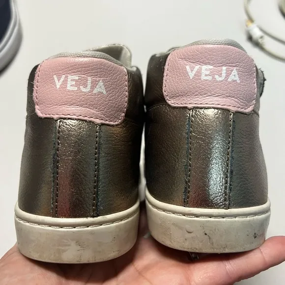 VEJA Kids Girls Esplar Mid Leather Petale Shoes ChromeFree Geather Bronze Size 4