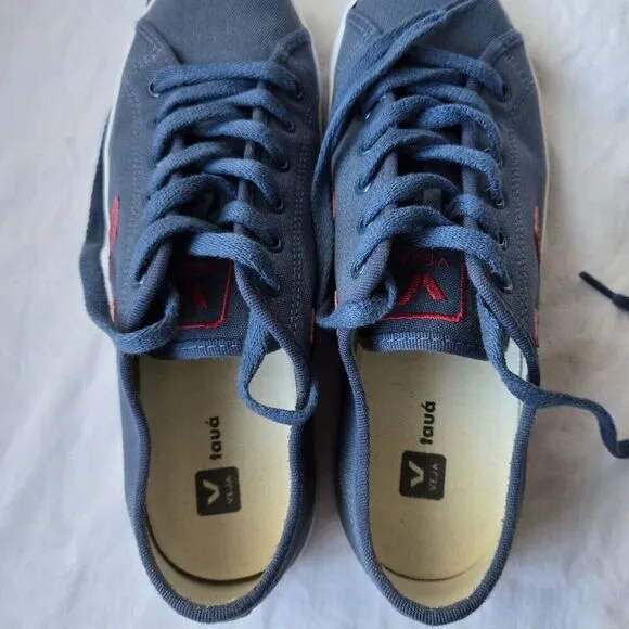 Veja Taua Men's Canvas Casual Sneakers Shoes Blue/Red Logo Size 7