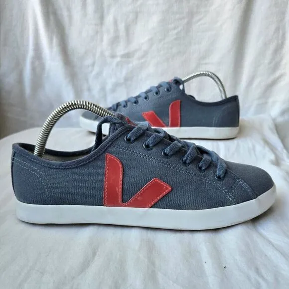 Veja Taua Men's Canvas Casual Sneakers Shoes Blue/Red Logo Size 7