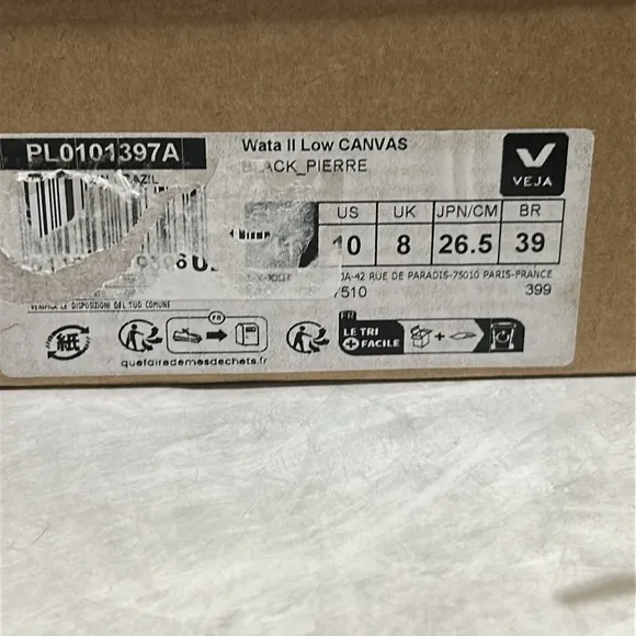 VEJA WATA II Low Canvas Sneakers Shoes Black
