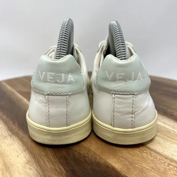 Veja Esplar Shoes Women's 8 White &amp; Mint Leather Lace Up Low Top Casual Sneakers
