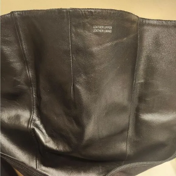 Vera Wang Lavender Black Suede Wedge Heel Zip Up Knee-High Boots Sz.9 Ret $395