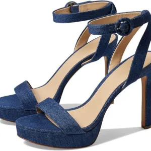 Veronica Beard Darcelle Sandals Denim Mountain Blue Ankle Strap Pumps 7 NIB 498