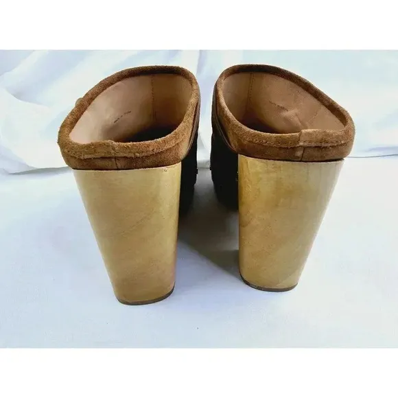 Veronica Beard Size 9.5M Women's Dacey Clogs Suede Studded Shoes Pecan Brown