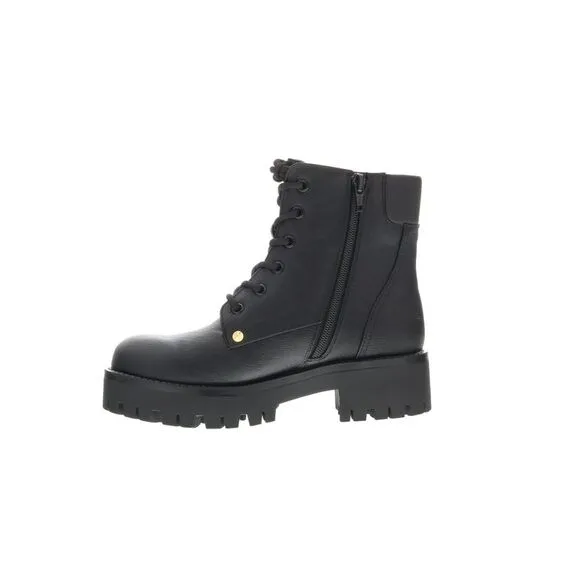 Versace Jeans Couture Black Leather Heel Lace Up Boots