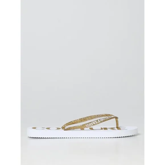 Versace Jeans Couture flip flops in rubber Women Gold Sandals