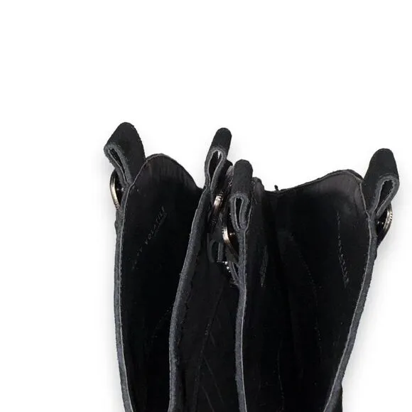 Very Volatile Hillside Fringe Western Cowboy Boots Black Suede Women's 7.5