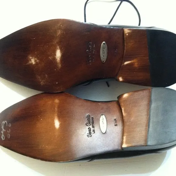 VIA SPIGA MENS NEW BLACK LEATHER OXFORD DRESS SHOES SIZE: 9.5M