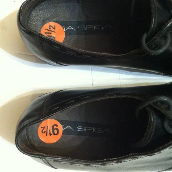 VIA SPIGA MENS NEW BLACK LEATHER OXFORD DRESS SHOES SIZE: 9.5M