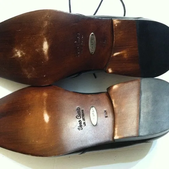 VIA SPIGA MENS NEW BLACK LEATHER OXFORD DRESS SHOES SIZE: 9.5M