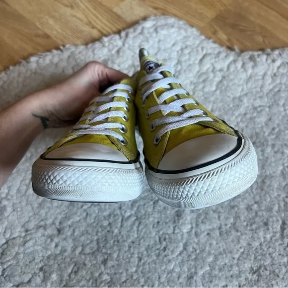 Vibrant Yellow Greenish Hue Classic Low-Top Sneakers