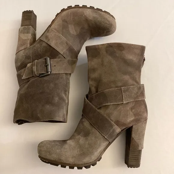 Vic Matie 7 (37) Camo Suede Leather Ankle Boots Women’s Italy Made Booties