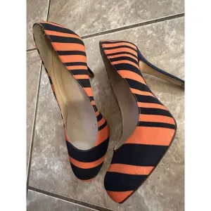 Vigneron Paris 38 Printed Pumps Heels Shoes High Leather Sole Made In Spain