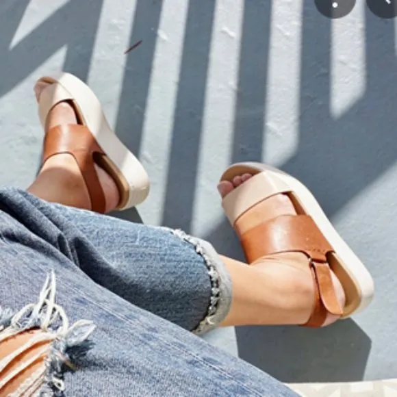 VINCE Animal Print Leather Wedge Sandals