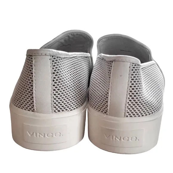 Vince Brenden Slip On White Mesh Leather Platform Sneaker Size 10