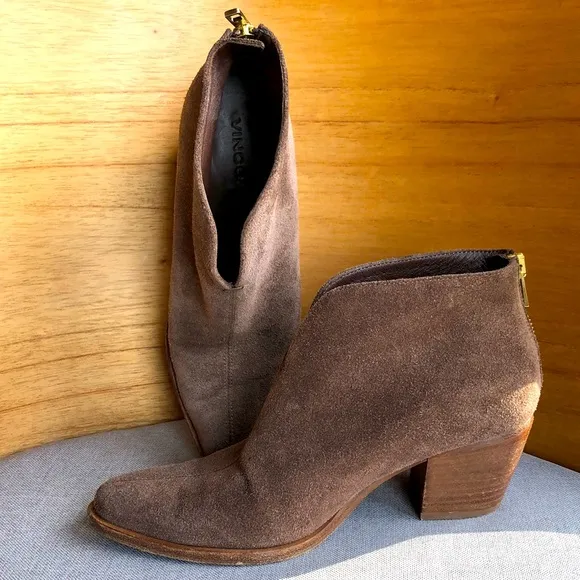 Vince Brown Suede Leather Booties