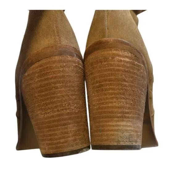 Vince Camuto Morra Over The Knee Boots 10 Women Khaki Tan Chic Suede Whipstitch