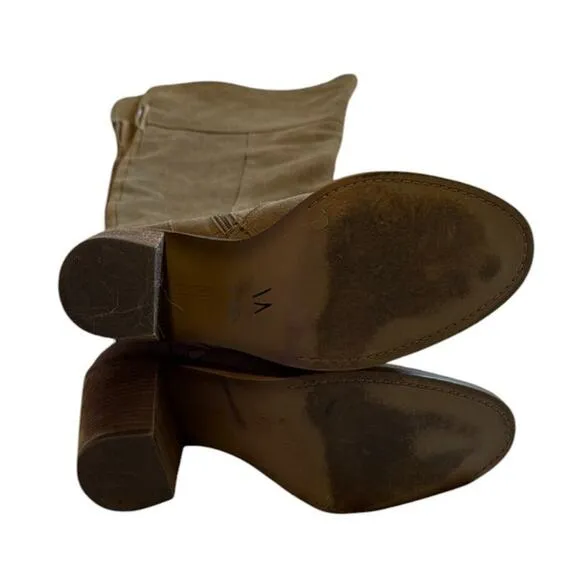 Vince Camuto Morra Over The Knee Boots 10 Women Khaki Tan Chic Suede Whipstitch