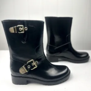 Vince Camuto Rain Boots With Gold Accents Rubber and Black Boots Size 7